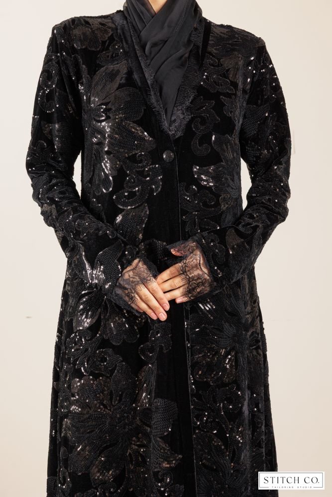 BLACK EMBROIDERY ABAYA
