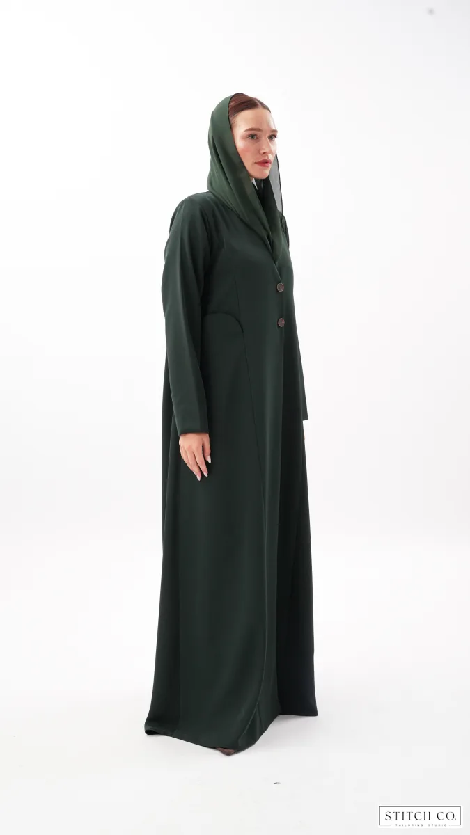 GREEN POCKET CURVE ABAYA