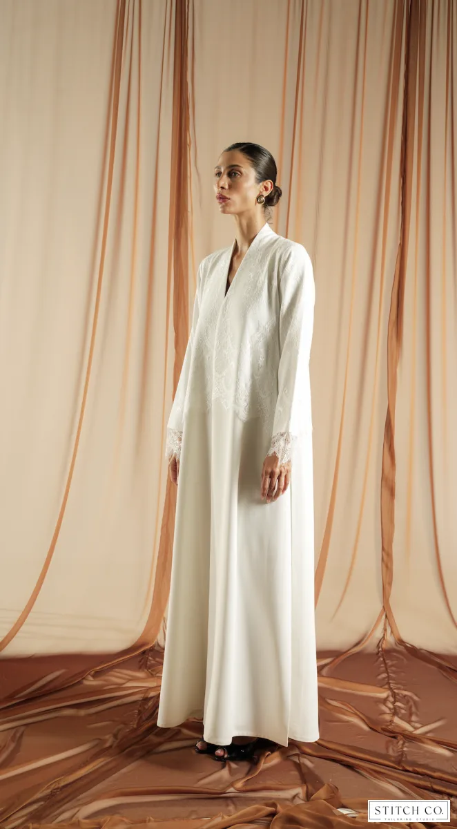 IVORY LACE ABAYA