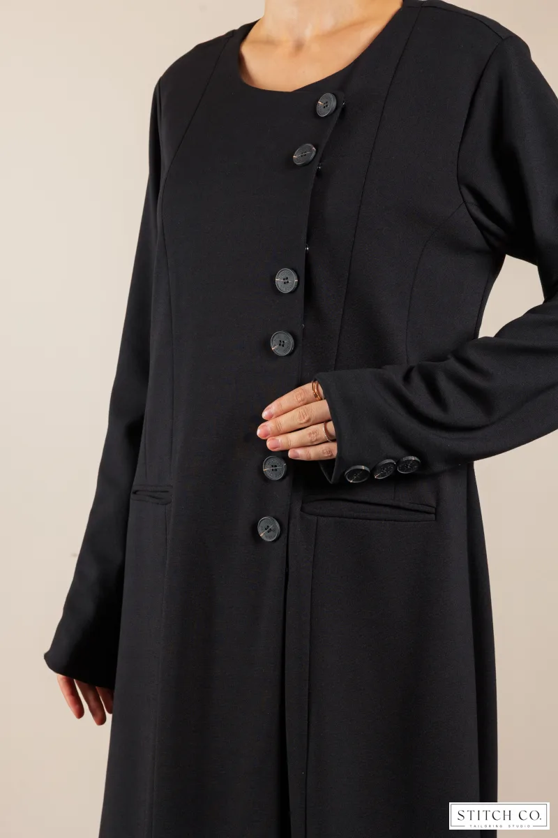 ASYMMETRIC BUTTON ABAYA
