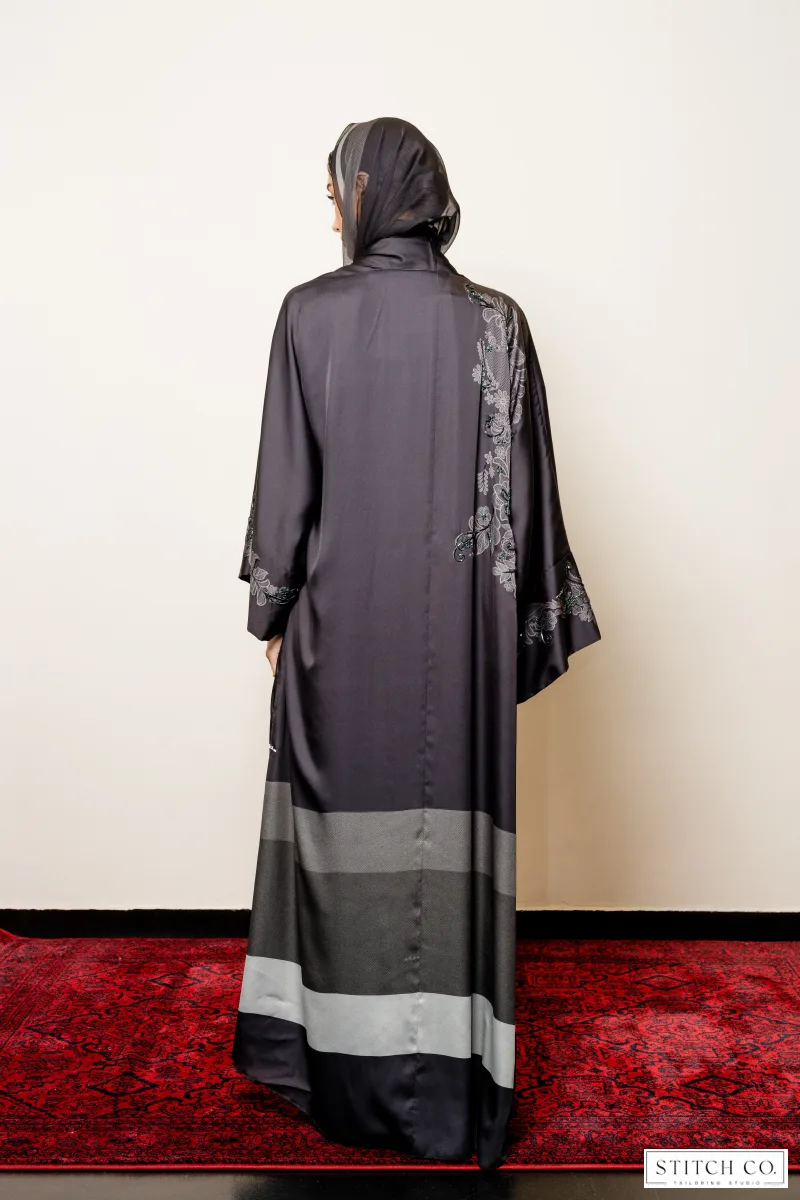 DARK GREEN EMBROIDRED ABAYA 