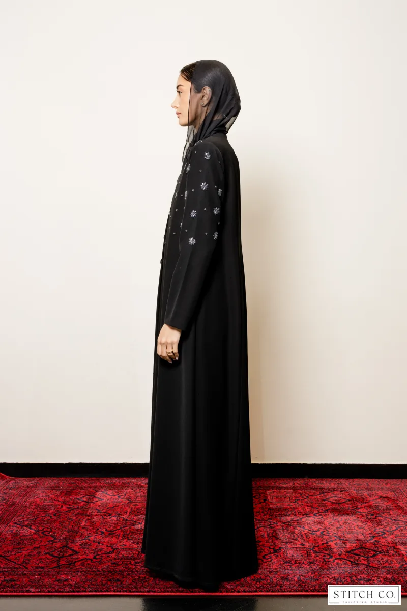 BLACK EMBROIDERY ABAYA