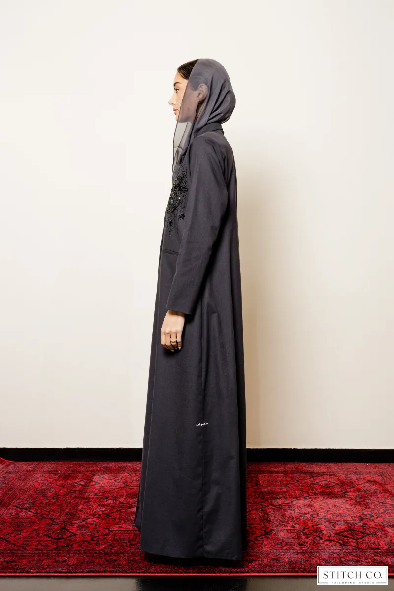 BLACK EMBROIDRED ABAYA 
