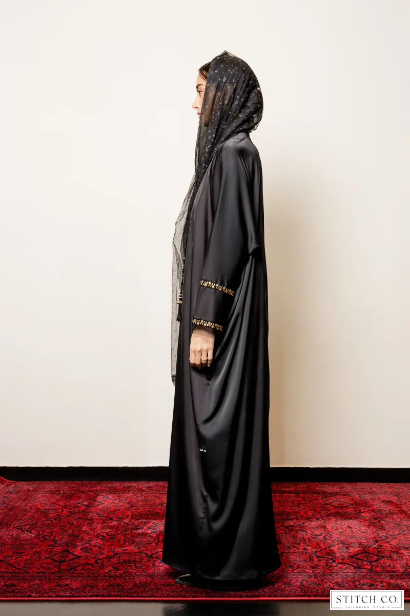 BLACK ABAYA WITH GOLD EMBROIDERY