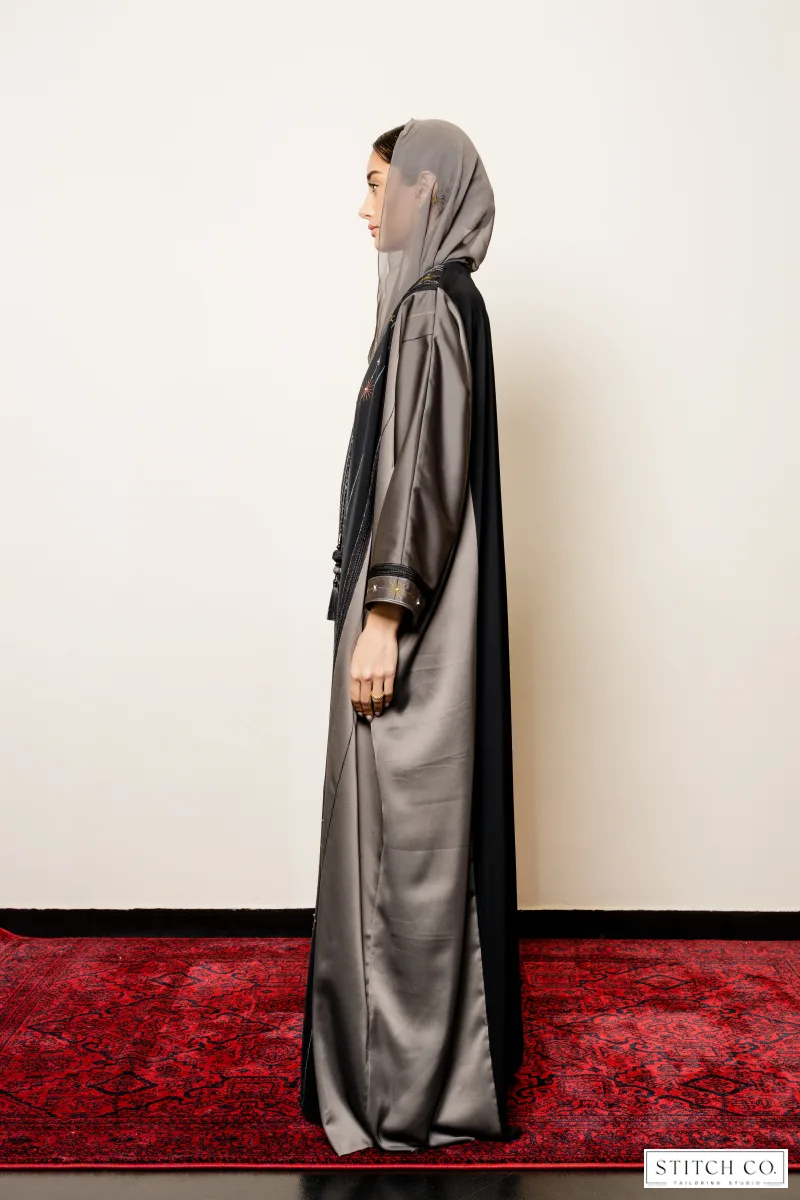 OLIVE GREEN EMBROIDRED ABAYA