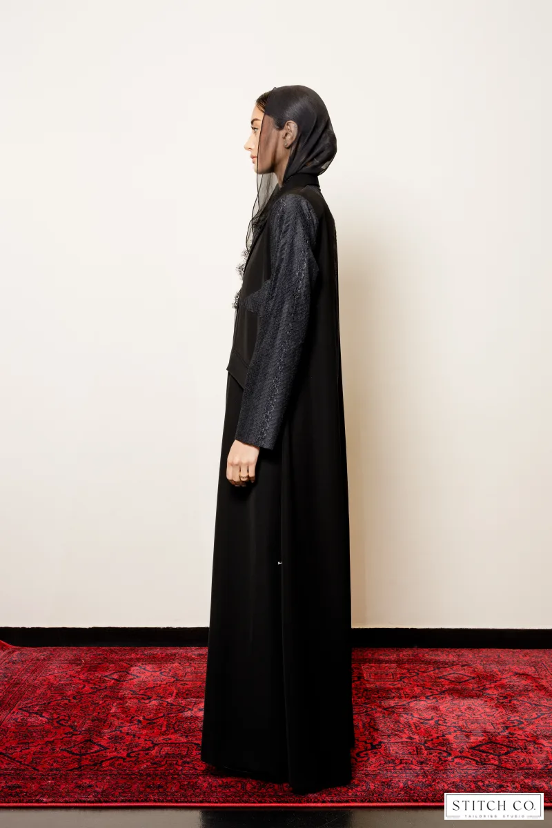 BLACK ABAYA WITH LACE