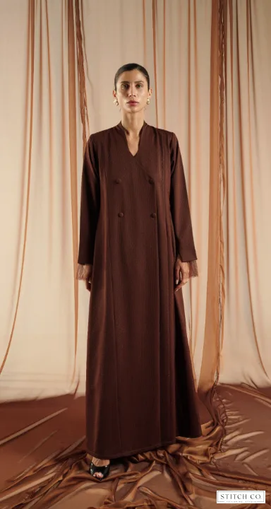 BROWN ABAYA FULL LACE 