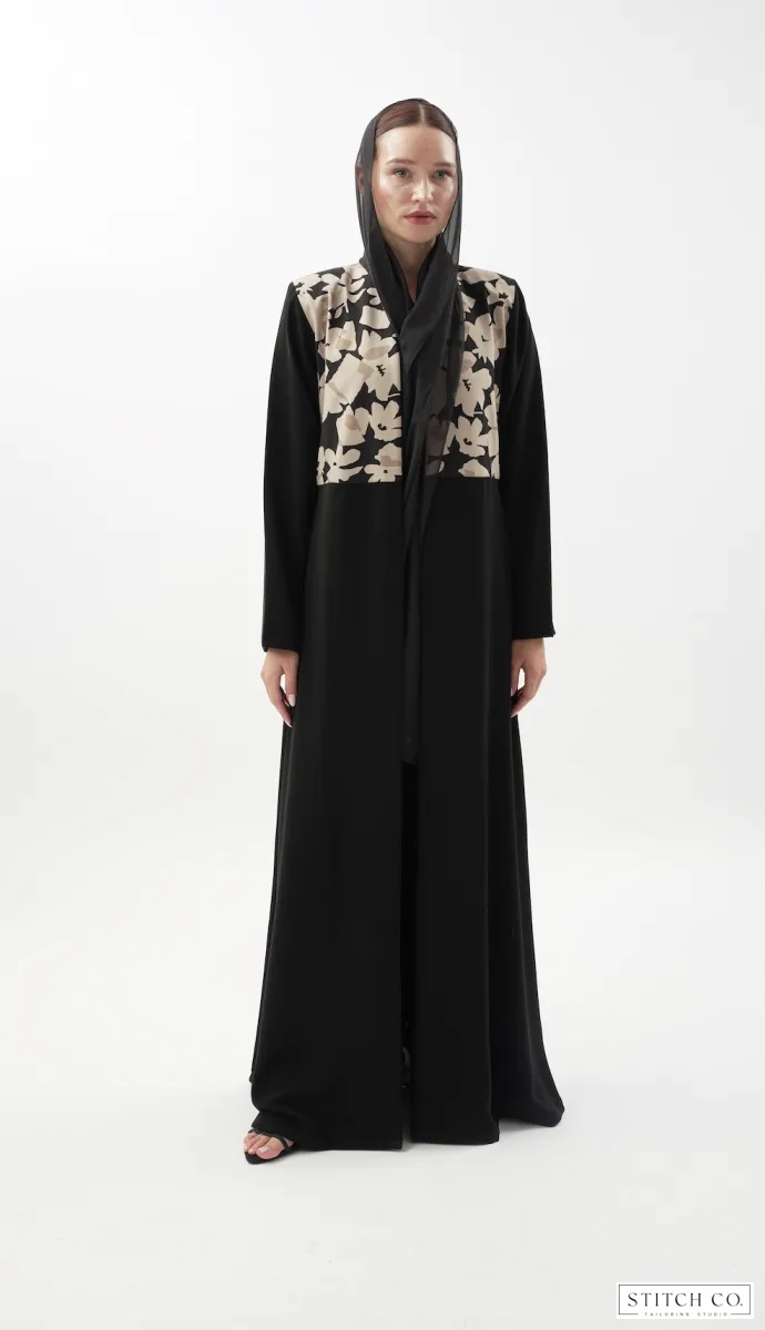 BROWN FLORAL ABAYA