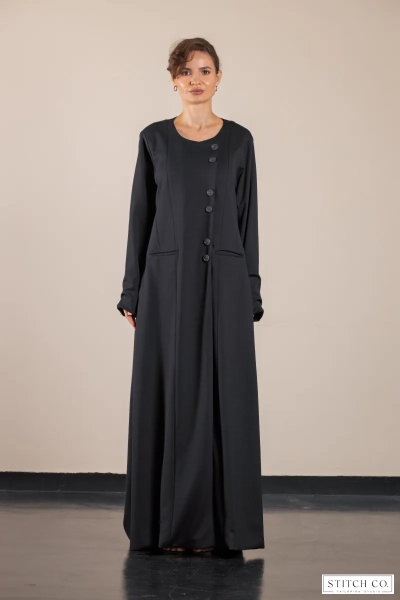ASYMMETRIC BUTTON ABAYA
