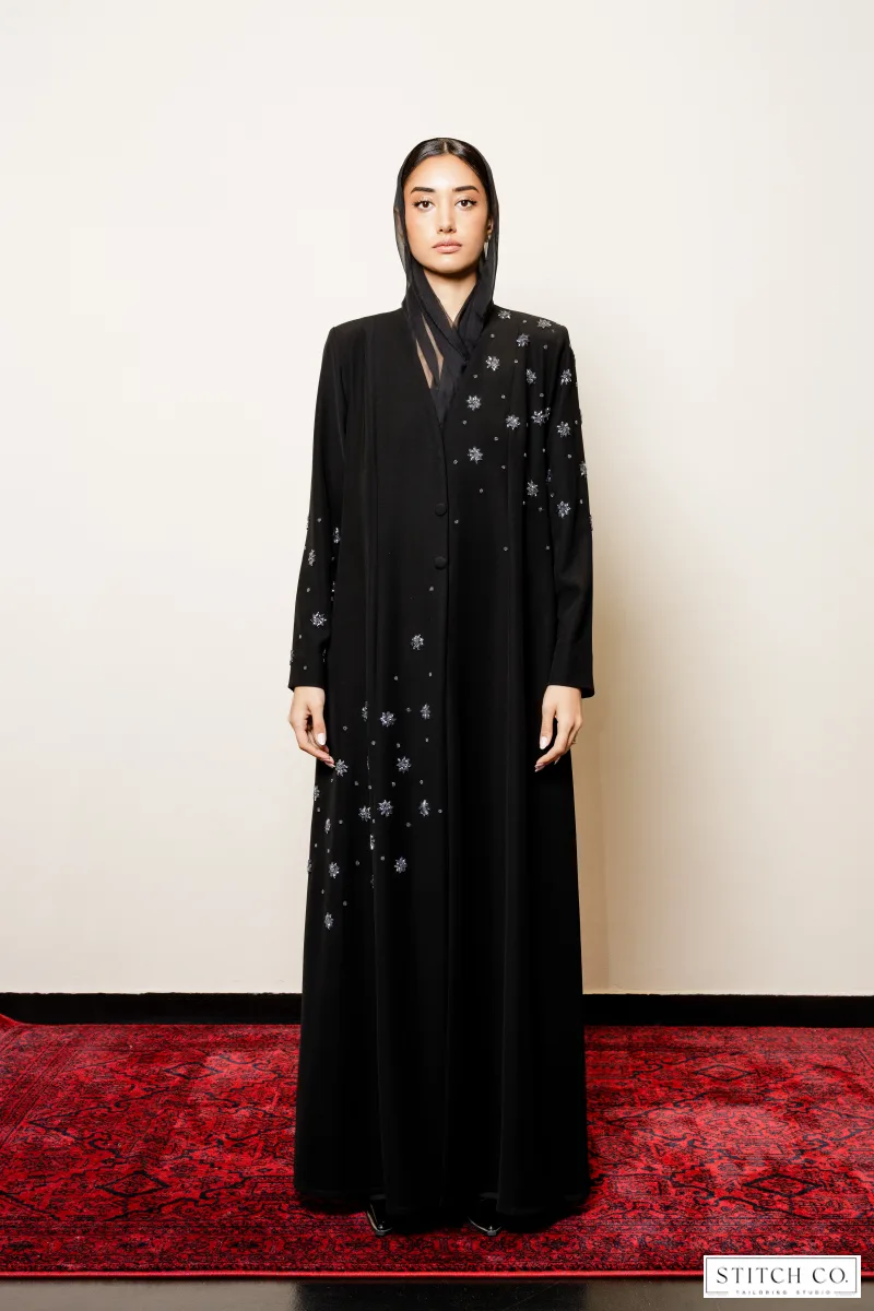 BLACK EMBROIDERY ABAYA
