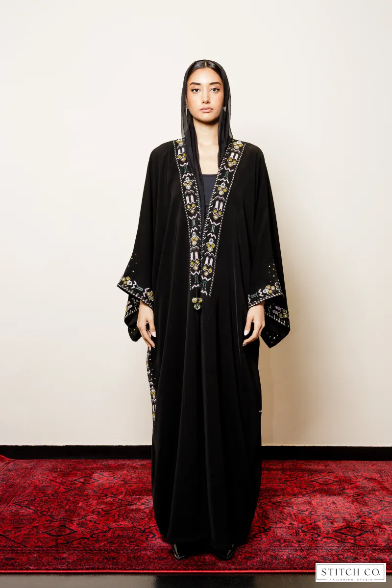 BLACK EMBROIDRED ABAYA